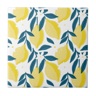 Minimalistische abstrakte gelbe Zitronen und Türki Fliese