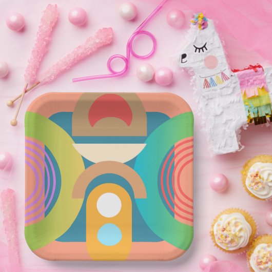 Minimalistische Abstrakte geometrische Formen Pappteller (Party)