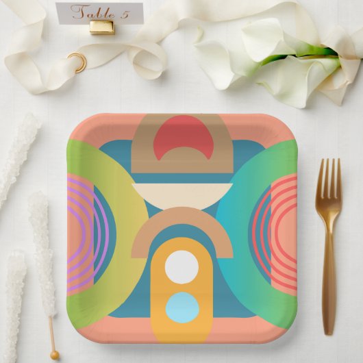 Minimalistische Abstrakte geometrische Formen Pappteller (Hochzeit)