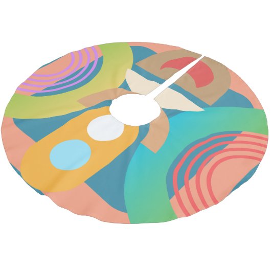 Minimalistische Abstrakte geometrische Formen Polyester Weihnachtsbaumdecke (Schrägansicht)