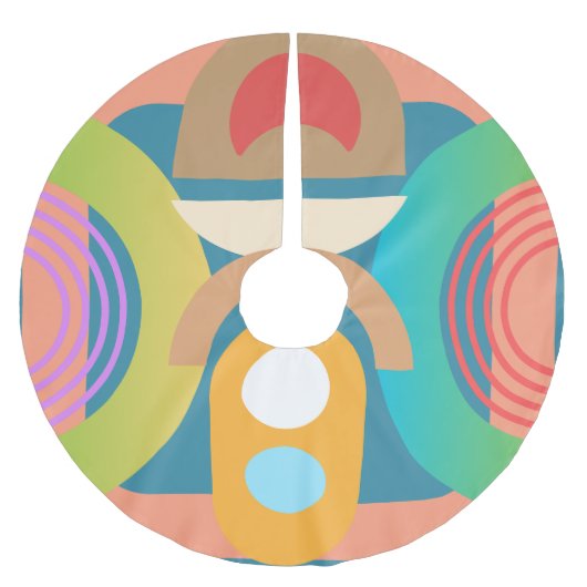 Minimalistische Abstrakte geometrische Formen Polyester Weihnachtsbaumdecke (Vorderseite)