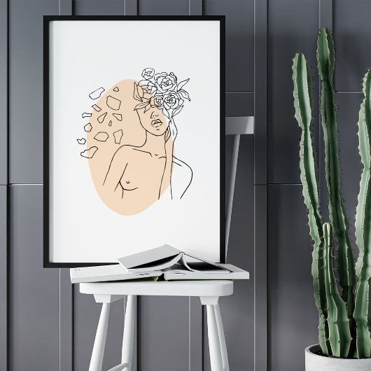 Minimalistische Abstrakte Gesichtspassage Portrait Poster