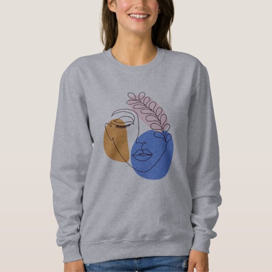 Minimalistische Abstrakte Gesichtspassage Portrait Sweatshirt (Vorderseite)
