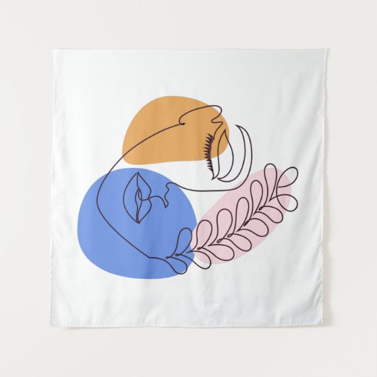 Minimalistische Abstrakte Gesichtspassage Portrait Wandteppich (Vorderseite (Horizontal))