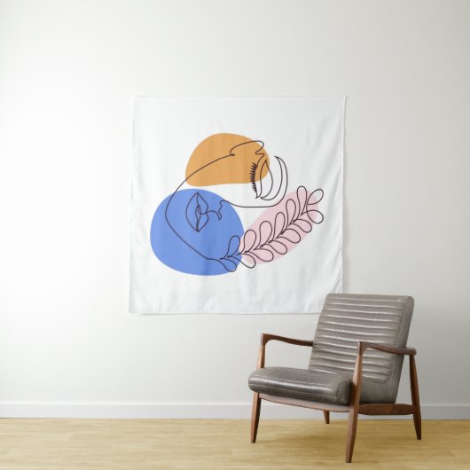 Minimalistische Abstrakte Gesichtspassage Portrait Wandteppich (Beispiel (Horizontal))