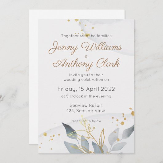 Minimalistische Abstrakte Hochzeitsfeier Einladung (Vorne/Hinten)