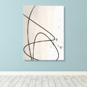 Minimalistische Abstrakte Kunst in Beige und Schwa Leinwanddruck (Insitu (Holzboden))