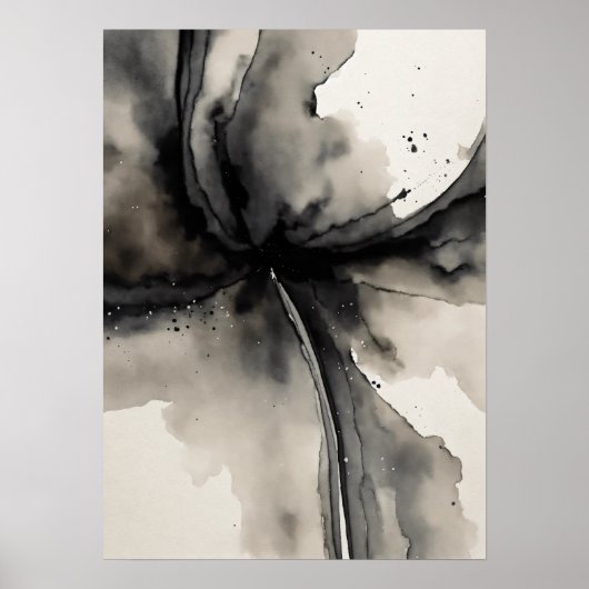 Minimalistische Abstrakte Kunst in Graustufen Poster (Vorne)