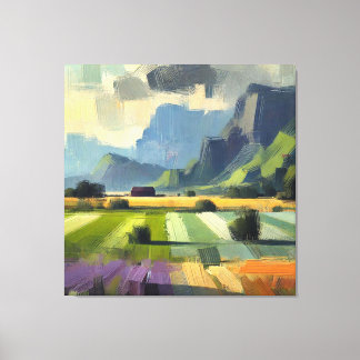 Minimalistische Abstrakte Landschaft mit Orange Cl Leinwanddruck