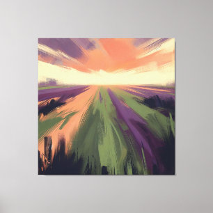 Minimalistische abstrakte Landschaft mit orangem S Leinwanddruck