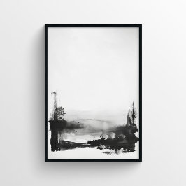 Minimalistische Abstrakte Malerei in Schwarz/Weiß Poster