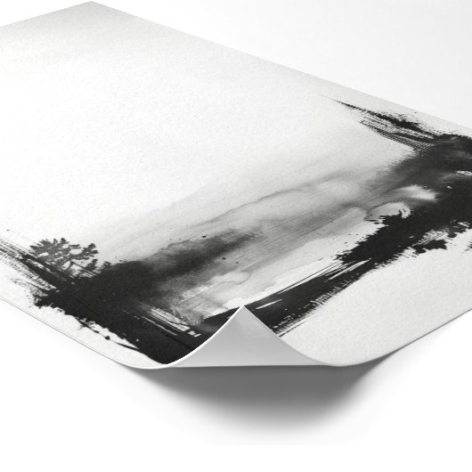 Minimalistische Abstrakte Malerei in Schwarz/Weiß Poster (Ecke)