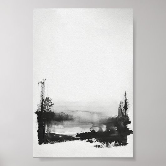 Minimalistische Abstrakte Malerei in Schwarz/Weiß Poster (Vorne)