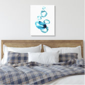 Minimalistische Abstrakte Meeresblau-grüne Aquarel Leinwanddruck (Insitu (Schlafzimmer))