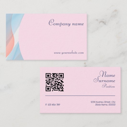 Minimalistische abstrakte QR-Code-Pastellkarte Visitenkarte (Vorne/Hinten)