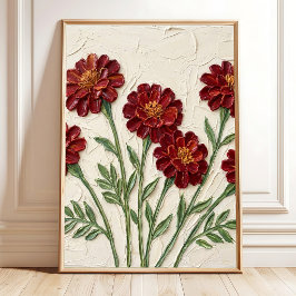 Minimalistische abstrakte rote Ringelblumen-Leinwa Poster