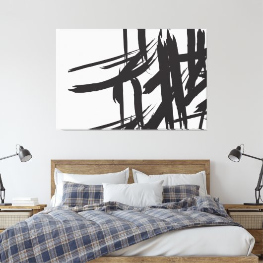 Minimalistische abstrakte Schwarzweiß-Wandkunst Leinwanddruck (Insitu (Schlafzimmer))