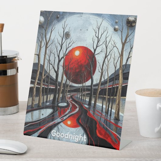 Minimalistische Abstrakte Sunset Landschaft Kunst Sockelschild (In Situ)