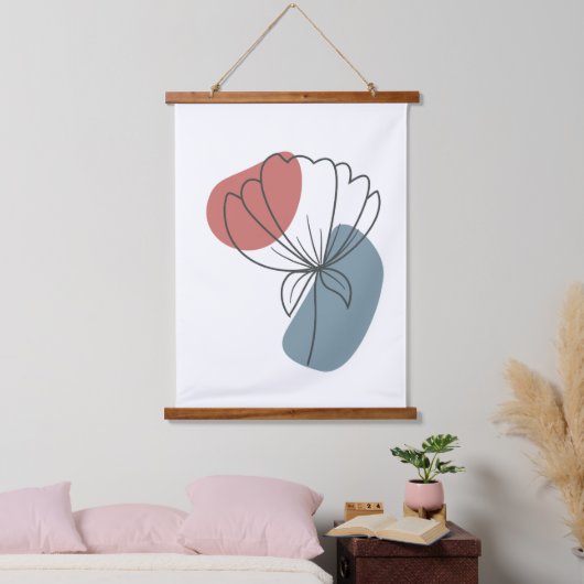 Minimalistische Abstrakte Wall Kunst Wandteppich Mit Holzrahmen (Schlafzimmer)