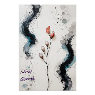 Minimalistische abstrakte Wasserfarbe mit Zweig un Poster