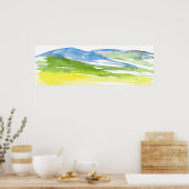 Minimalistische Abstrakte Wasserfarben Hügel 2 Poster (Küche)