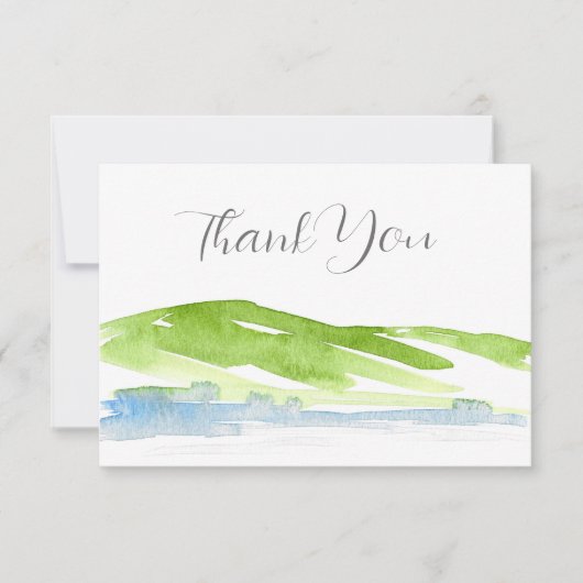 Minimalistische Abstrakte Wasserfarben Hügel 3 Dankeskarte