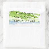 Minimalistische Abstrakte Wasserfarben Hügel 3 Eti Rechteckiger Aufkleber (Tasche)