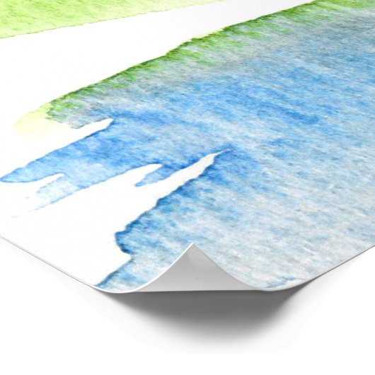 Minimalistische Abstrakte Wasserfarben Hügel 3 Pos Poster (Ecke)