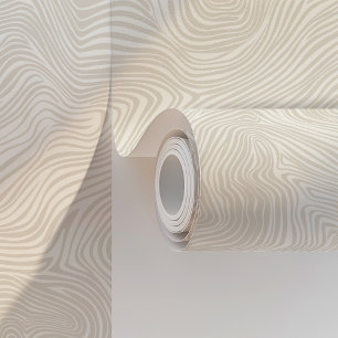 Minimalistische Abstrakte Waves Beige & Weiß Tapete