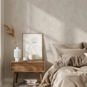 Minimalistische Abstrakte Waves Beige & Weiß Tapete