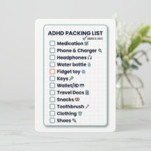 Minimalistische ADHD-Verpackungsliste-Reise-Checkl
