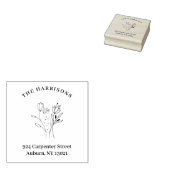 Minimalistische Adresse Botanische Wildblumen Bouq Gummistempel (Stempel)