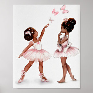 Minimalistische afroschwarze Ballerina moderne Abb Poster