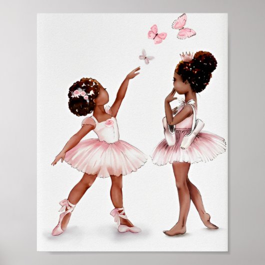 Minimalistische afroschwarze Ballerina moderne Abb Poster (Vorne)