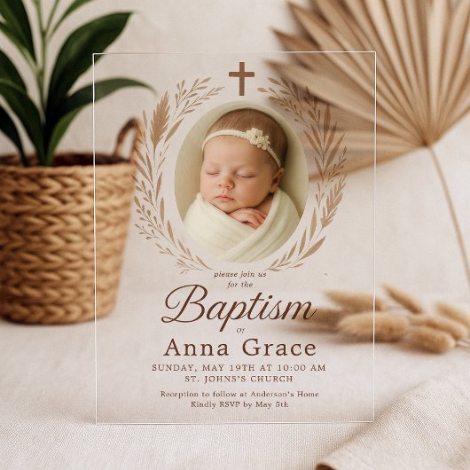 Minimalistische Akrylic-Taufe Acryleinladungen