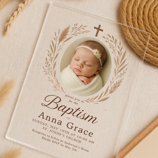 Minimalistische Akrylic-Taufe Acryleinladungen