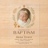 Minimalistische Akrylic Taufe Einladung mit Foto (Vorderseite)