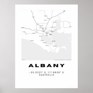 Minimalistische Albany-Karte mit Koordinaten Poster