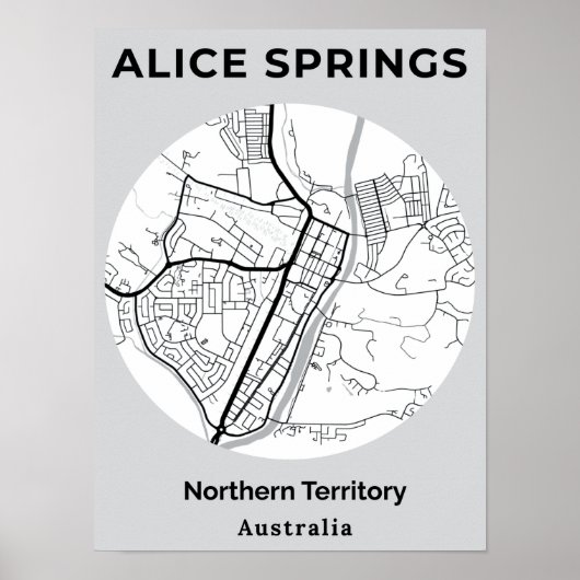 Minimalistische Alice Springs Modern White Black M Poster (Vorne)