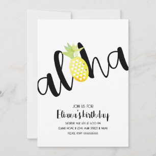 Minimalistische Aloha Hawaii Luau Foto Geburtstags Einladung