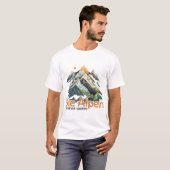 Minimalistische Alpenlandschaft - Moderne Bergkuns T-Shirt (Vorne ganz)