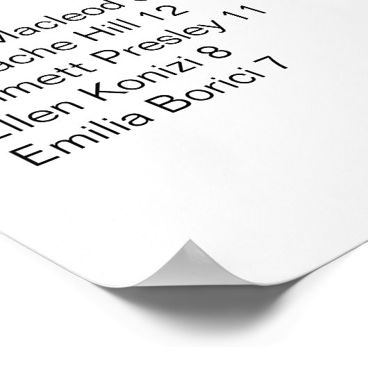 Minimalistische Alphabetische Hochzeitstabelle Poster (Ecke)