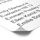 Minimalistische Alphabetische Hochzeitstabelle Poster (Ecke)