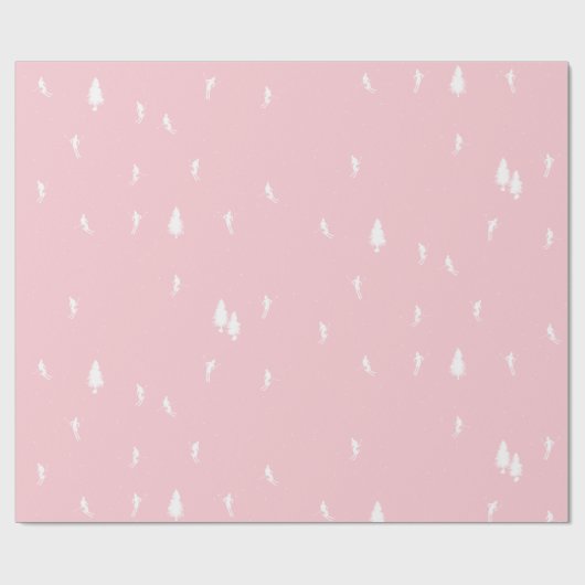 Minimalistische Alpinski-Skifahrer Skipiste Rosa Geschenkpapier (Flach)