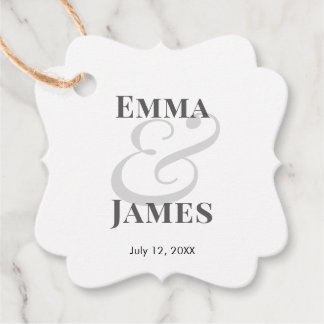 Minimalistische Ampersand-Hochzeit | mit Namen & D Geschenkanhänger