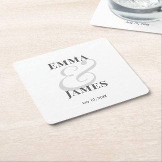 Minimalistische Ampersand-Hochzeit |  Rechteckiger Pappuntersetzer
