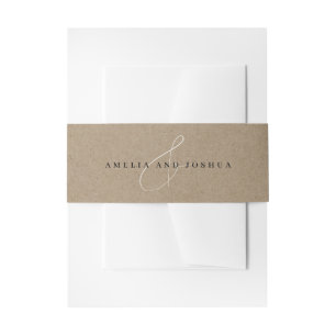 Minimalistische Ampersand-Namen Wedding Kraft Rust Einladungsbanderole