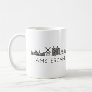 Minimalistische Amsterdam Skyline Silhouette Kaffe Kaffeetasse