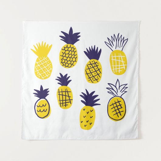 Minimalistische Ananas, buntes abstraktes Design. Wandteppich (Vorderseite)