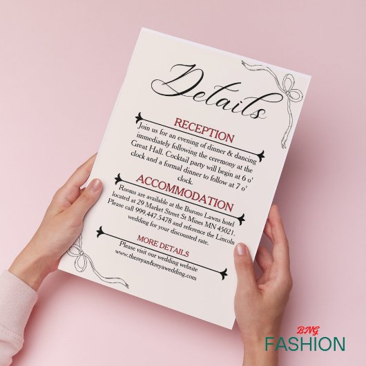 Minimalistische Angaben zur Hochzeit Begleitkarte